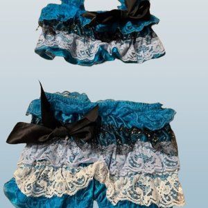 Multi Blue 2 pc Lace Romper  4117  NWT Boutique